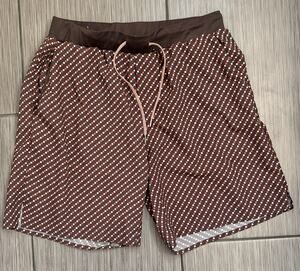 Rabbit Running Cruiser Shorts Mens Medium Brief Lined 7” Inseam Brown/Pink